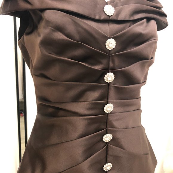 NEW 2-Piece Espresso Mother of the Bride/Groom Formal Holiday Dress SIZE 8 - Picture 11 of 12